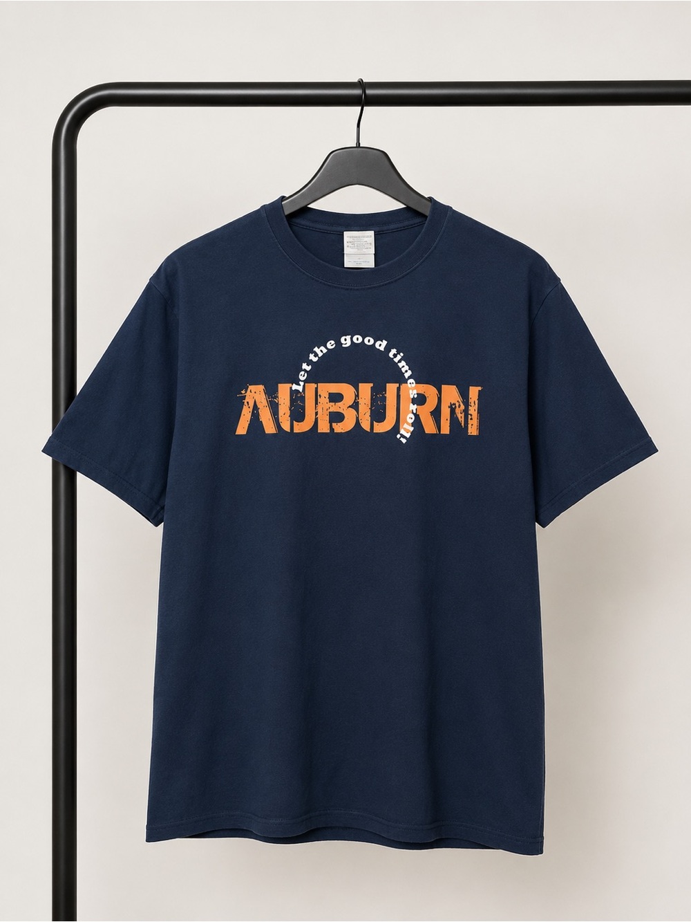 Gildan Navy Short-Sleeve Tee with Orange Auburn Graphic - Picture 1 of 7